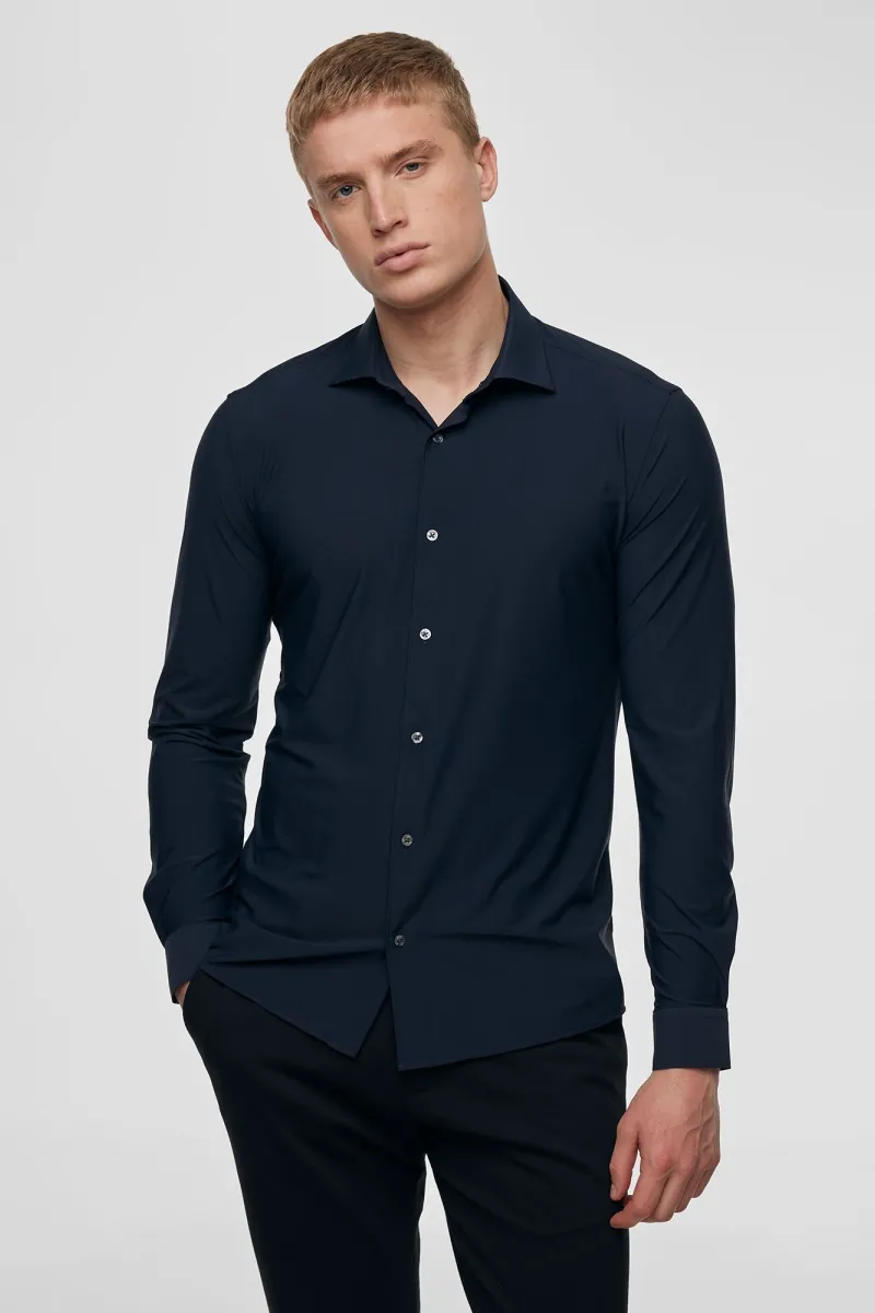 Skin Fit Overhemd | Donkerblauw