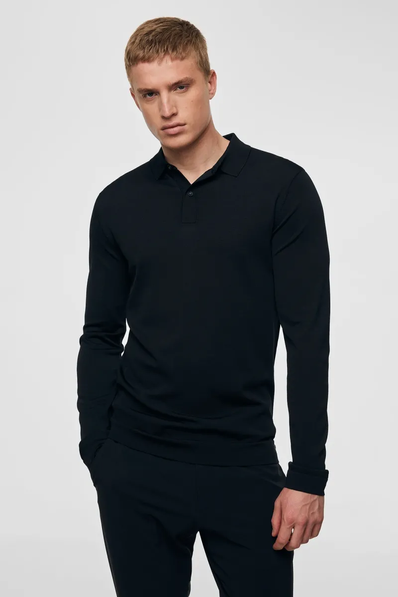 Cool dry Longsleeve Polo | Zwart