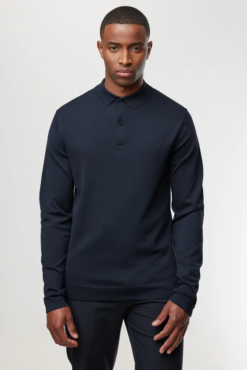 Cool dry Longsleeve Polo | Donkerblauw