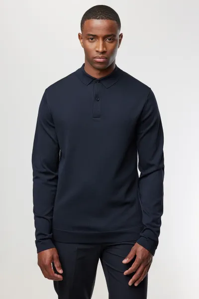 Cool dry Longsleeve Polo | Donkerblauw