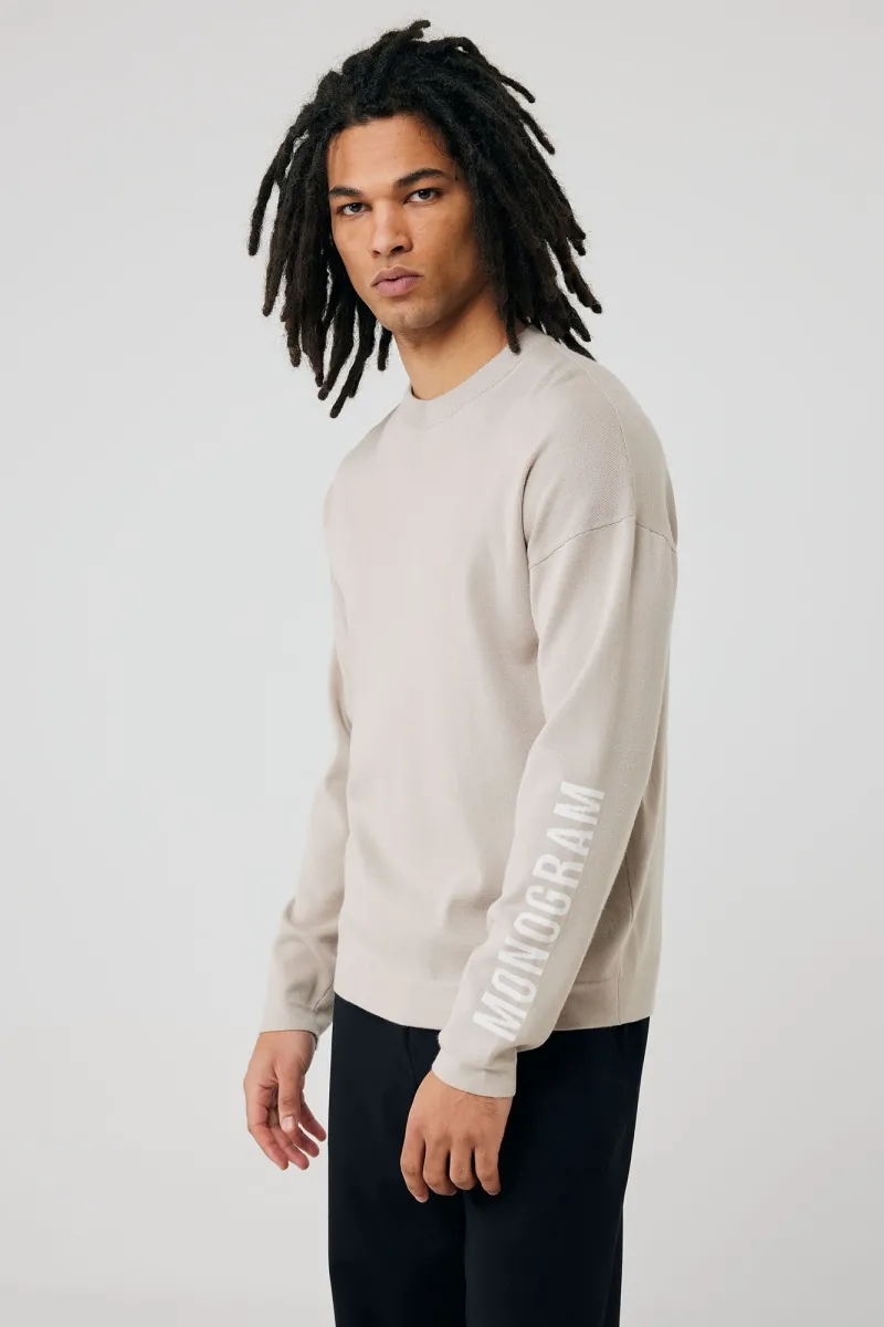 Monogram crewneck logo | beige
