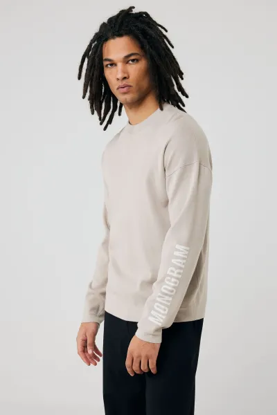 Monogram crewneck logo | Beige