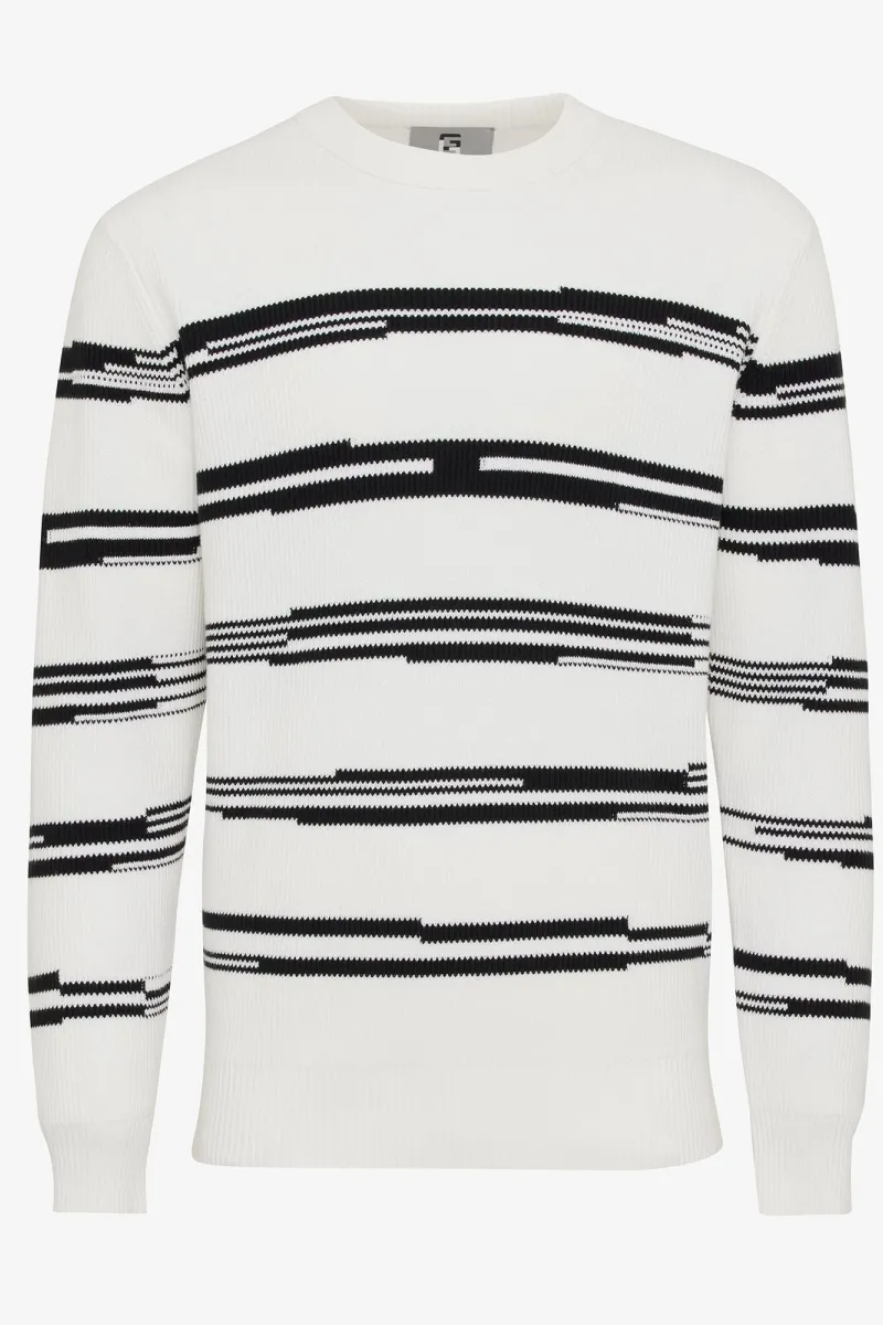 Monogram round neck stripe