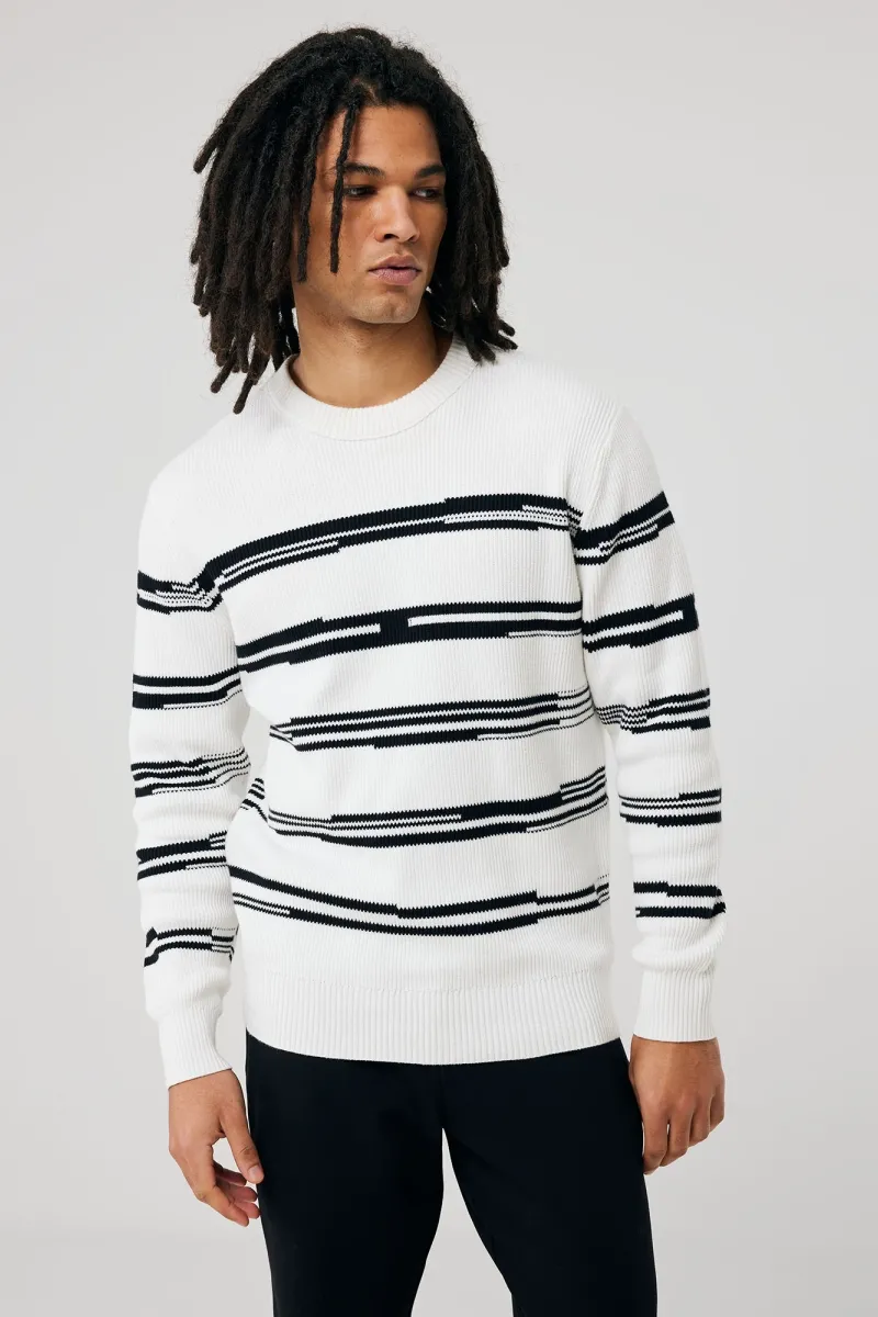 Monogram round neck stripe
