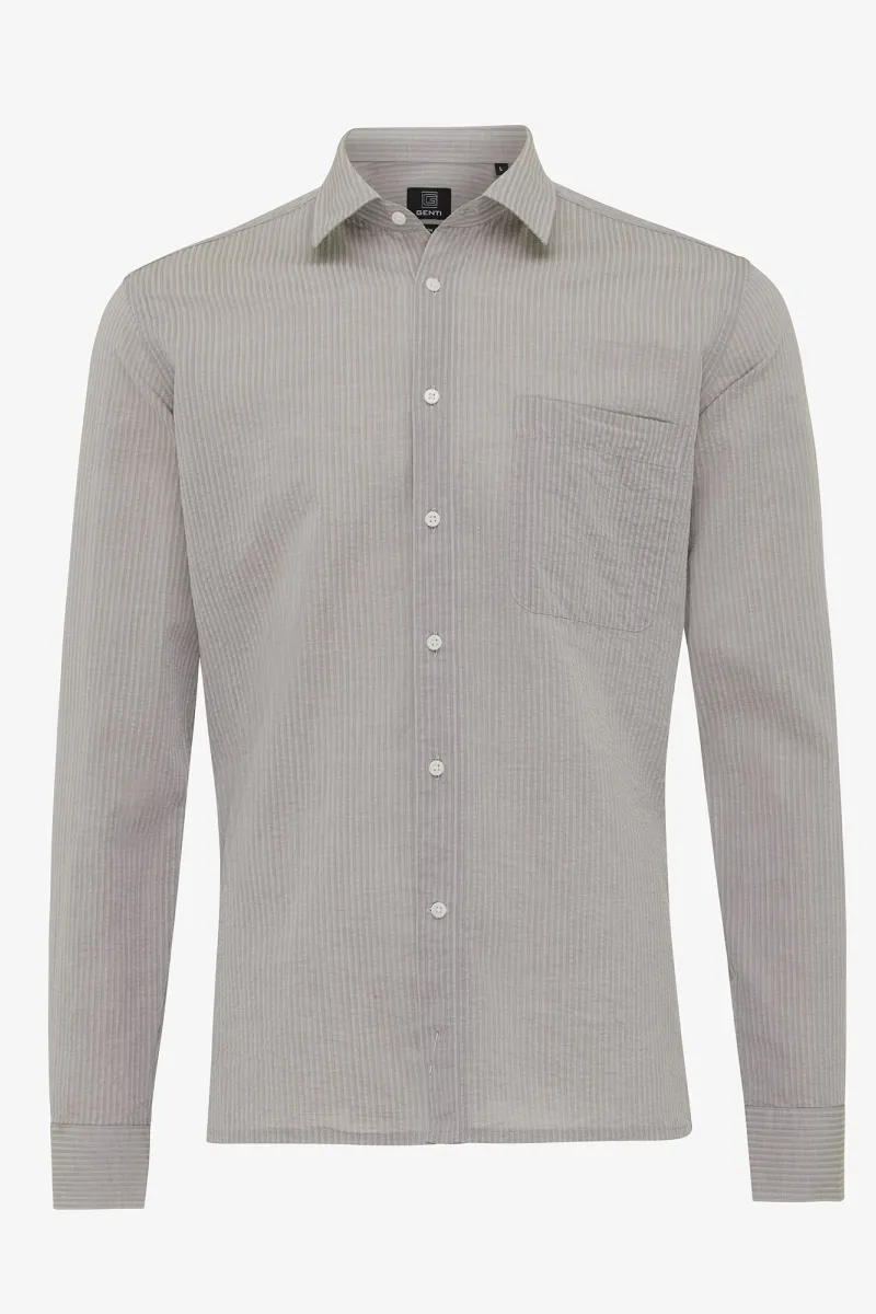 Shirt seersucker | Taupe