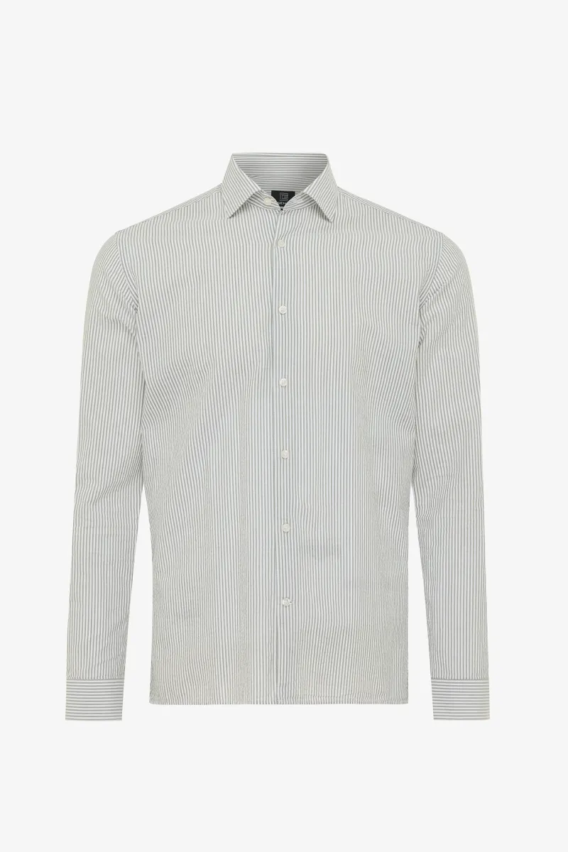 Shirt seersucker | Donkerbruin