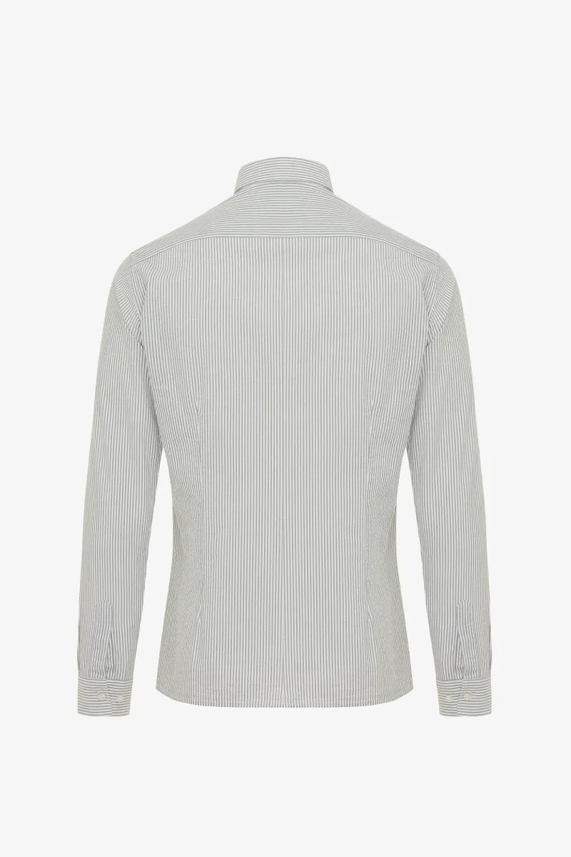 Shirt seersucker | Donkerbruin