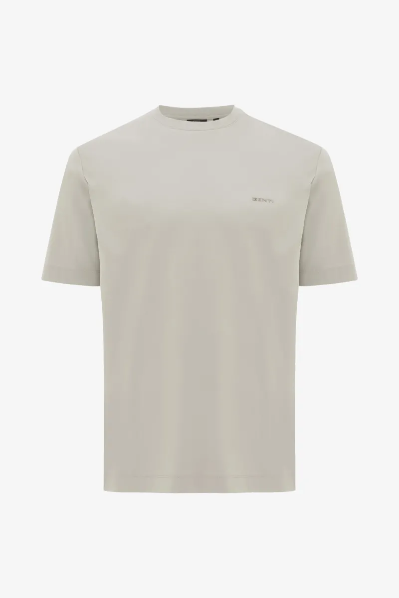 Gemerceriseerd T-shirt | Beige