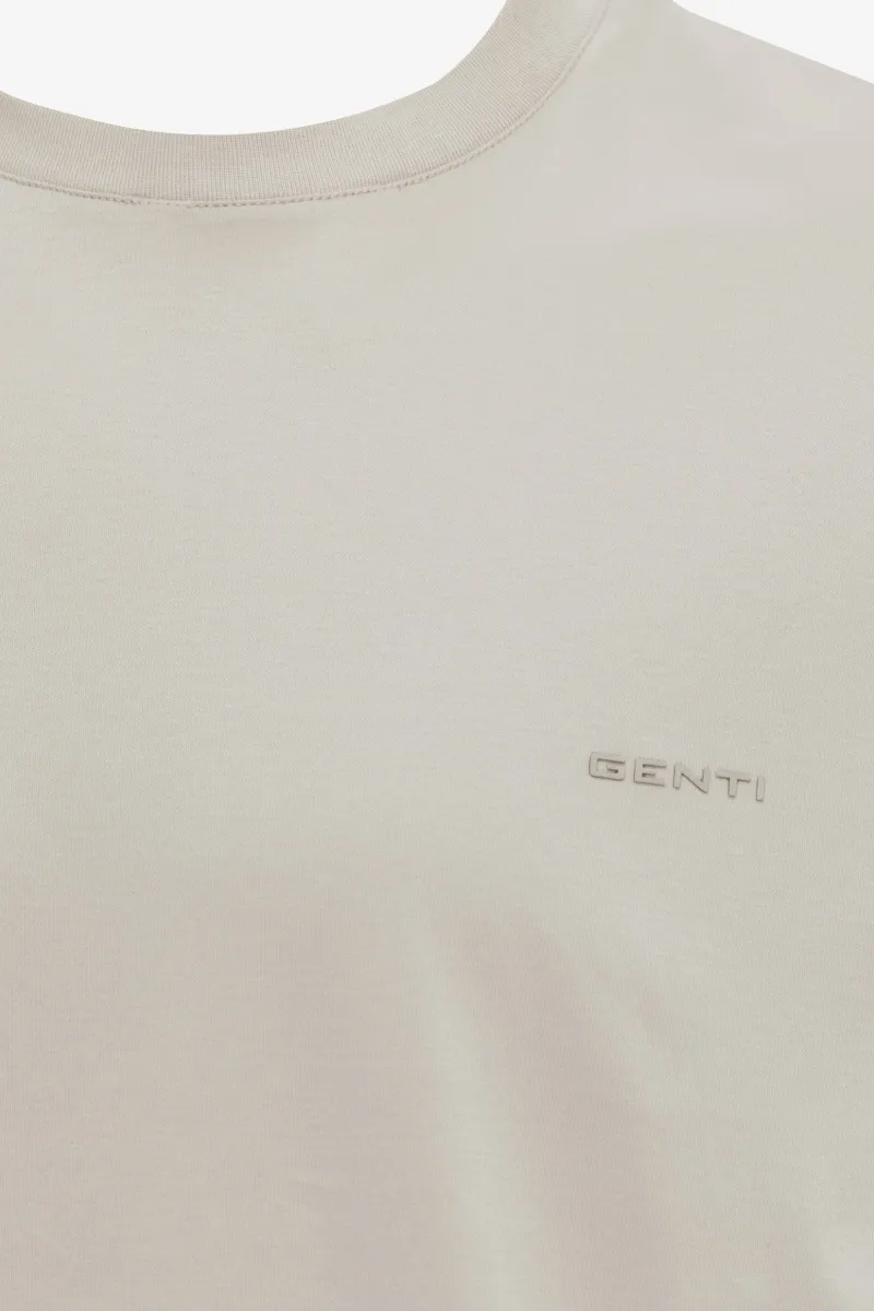 Gemerceriseerd T-shirt | Beige