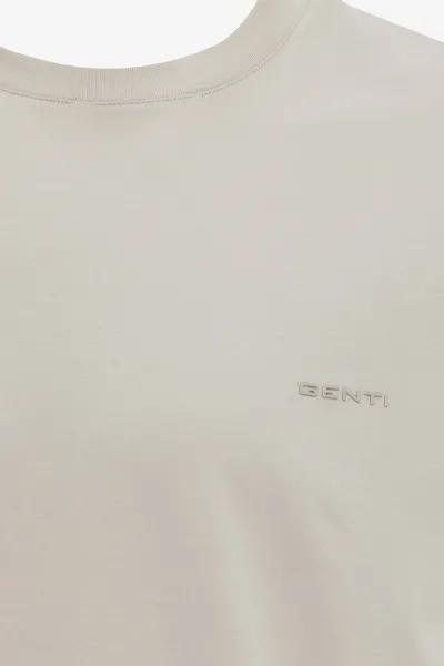 Gemerceriseerd T-shirt | Beige