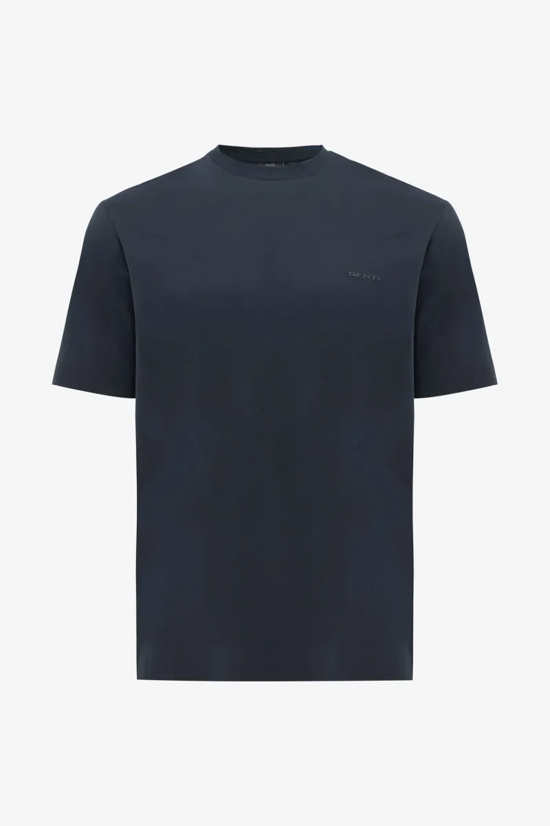 Gemerceriseerd T-shirt | Donkerblauw