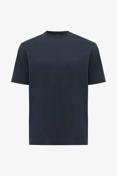 Gemerceriseerd T-shirt | Donkerblauw