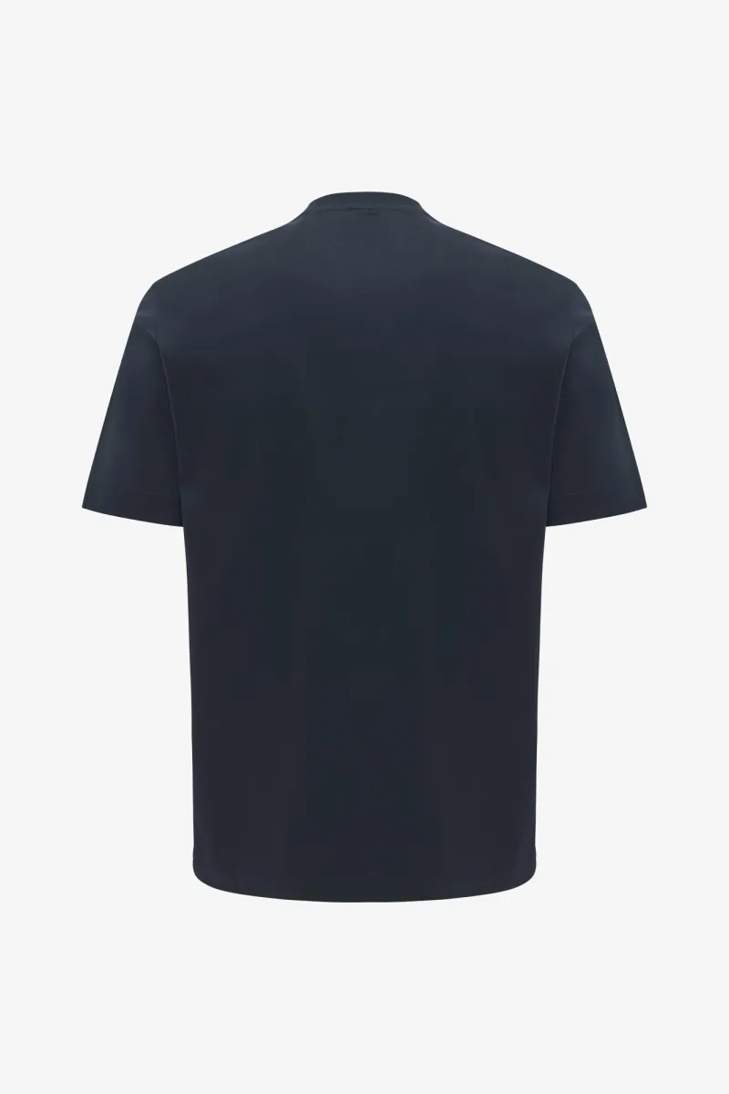 Gemerceriseerd T-shirt | Donkerblauw