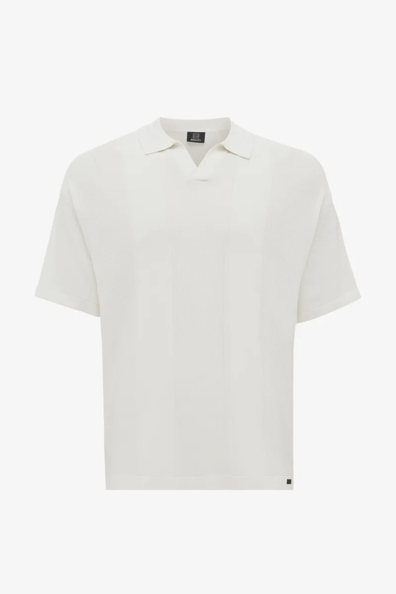 Gebreide Buttonless Polo | Off White