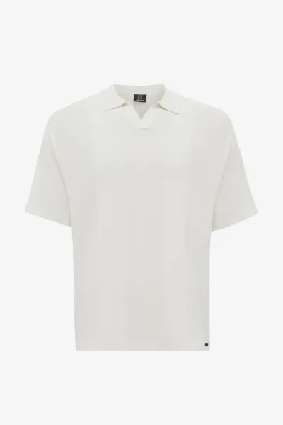 Gebreide Buttonless Polo | Off White