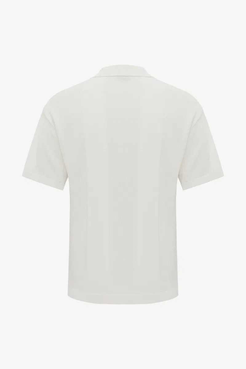 Gebreide Buttonless Polo | Off White