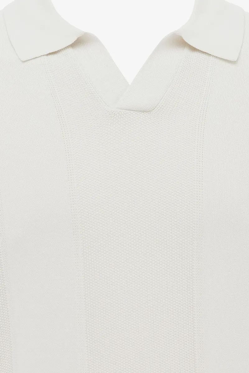 Gebreide Buttonless Polo | Off White