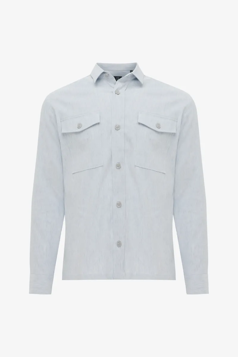 Linnen Overshirt | Lichtblauw