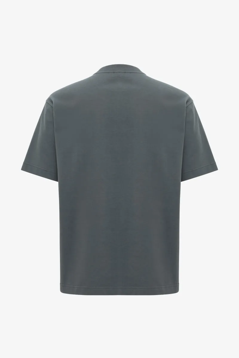 Relaxed fit print T-shirt  | Donkergrijs