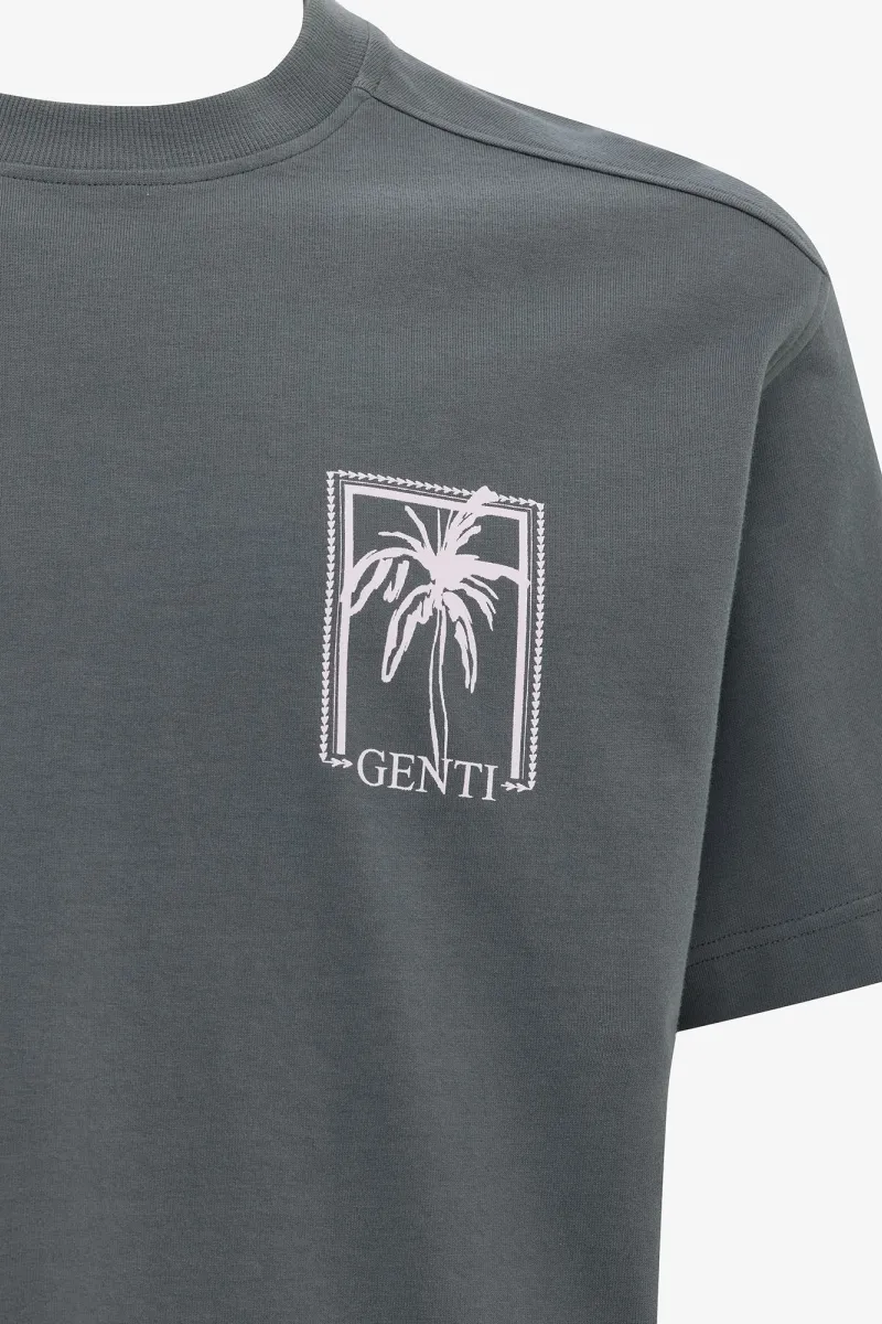 Relaxed fit print T-shirt  | Donkergrijs