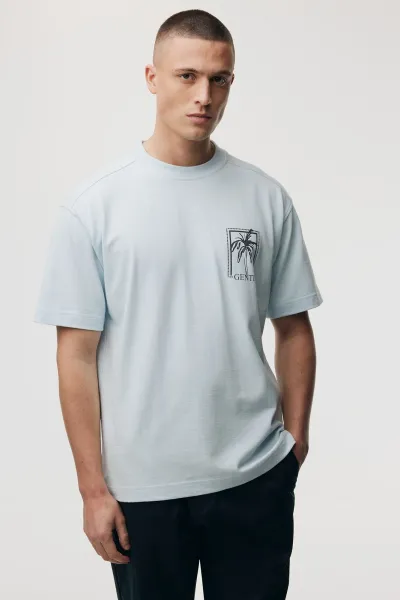 Relaxed fit print T-shirt  | Lichtblauw