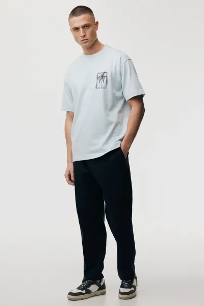 Relaxed fit print T-shirt  | Lichtblauw