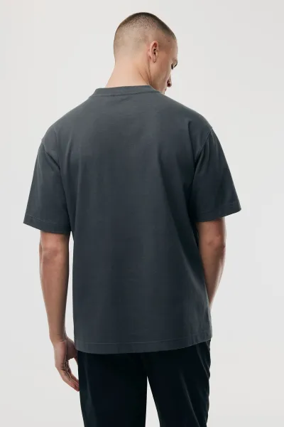 Relaxed fit print T-shirt  | Donkergrijs