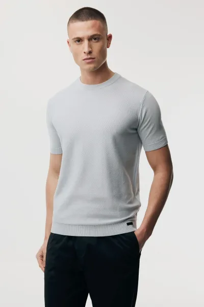 Structuur T-shirt | Lichtblauw