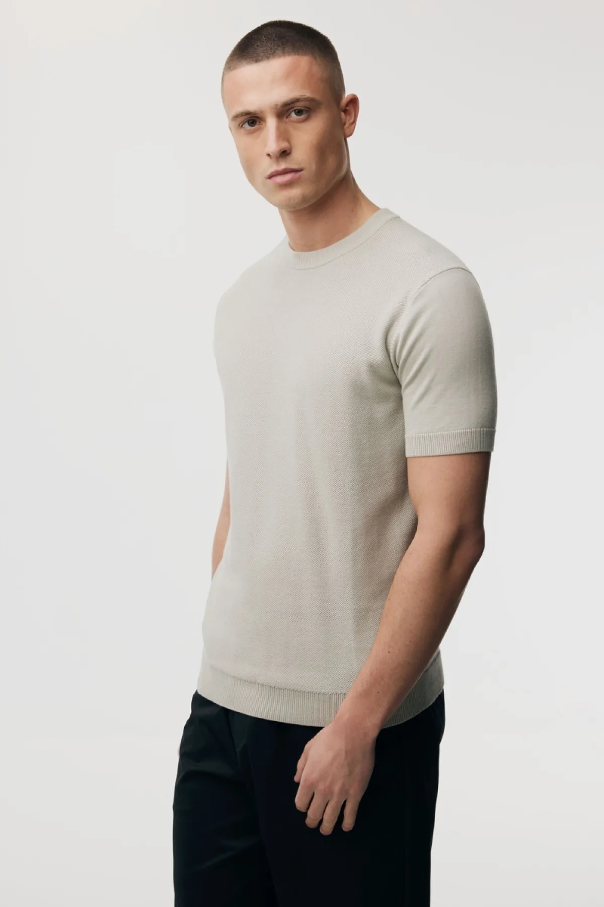 Structuur T-shirt | Beige