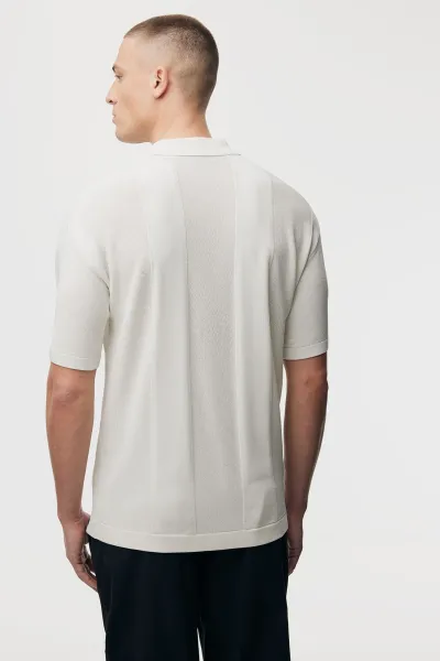 Gebreide Buttonless Polo | Off White