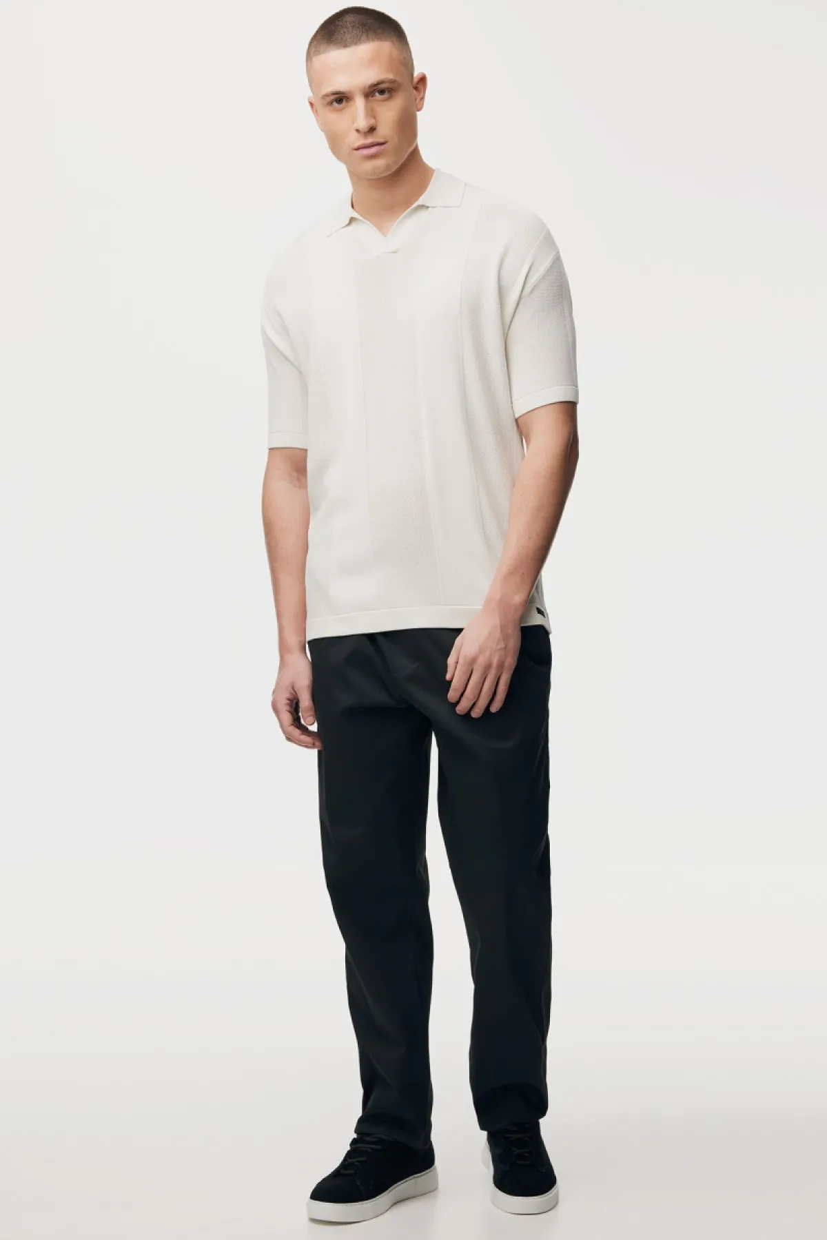 Gebreide Buttonless Polo | Off White