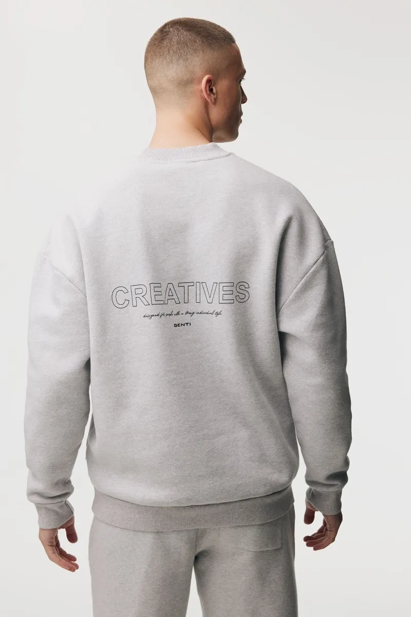 Backprint Sweater | Lichtgrijs