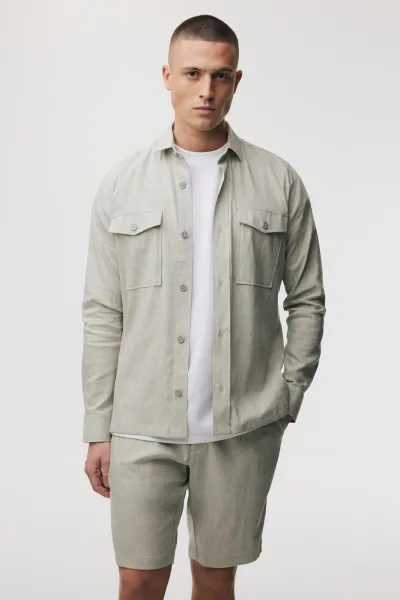 Linnen Overshirt | Lichtgroen