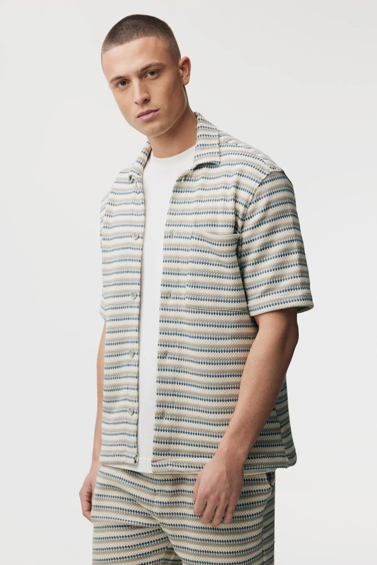 Gestreept Overshirt | Beige