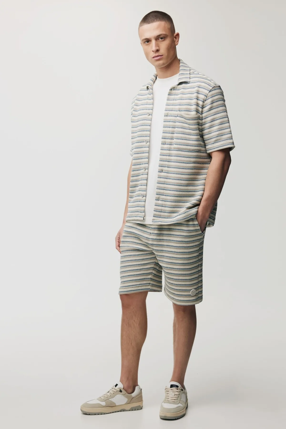 Gestreept Overshirt | Beige