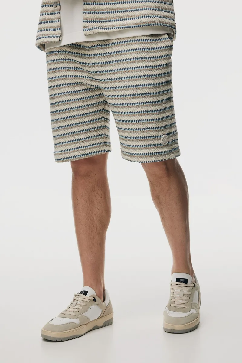 Gestreepte Korte Broek | Beige