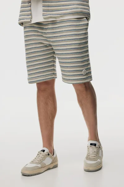 Gestreepte Korte Broek | Beige