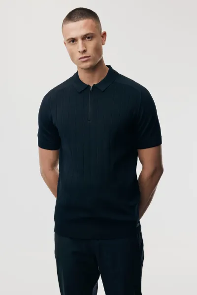 Polo zip | Donkerblauw