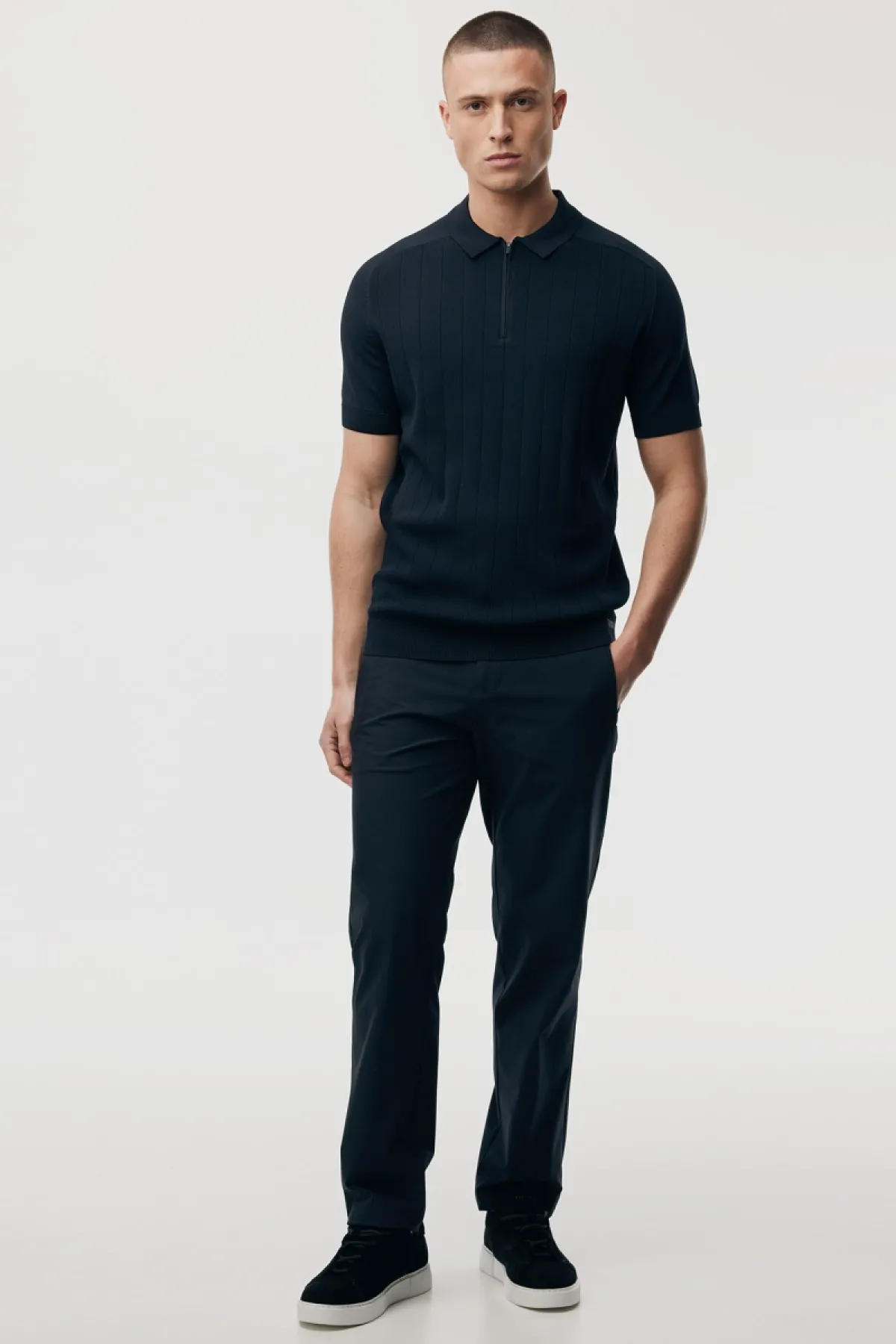 Polo zip | Donkerblauw