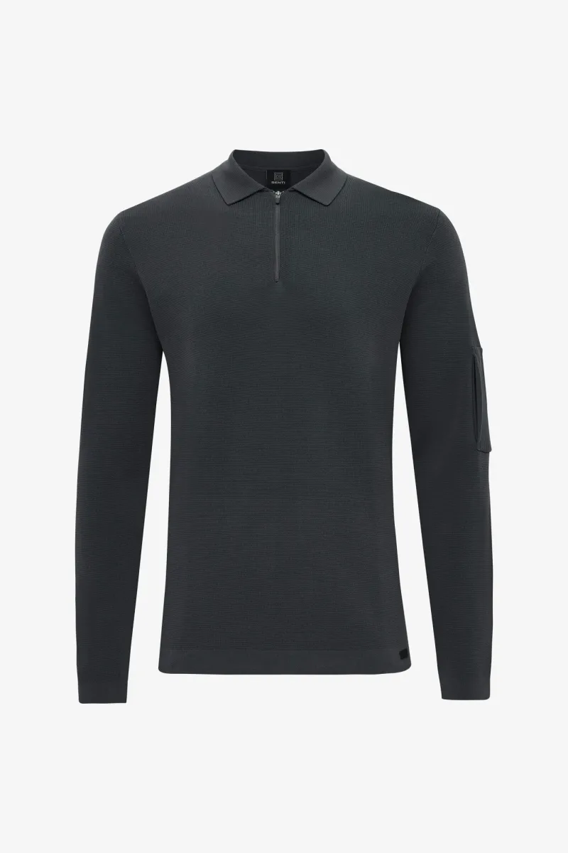 Polo zip | Donkergrijs
