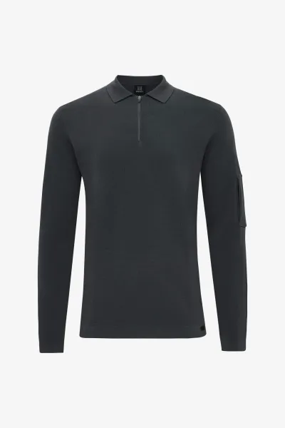 Polo zip | Donkergrijs