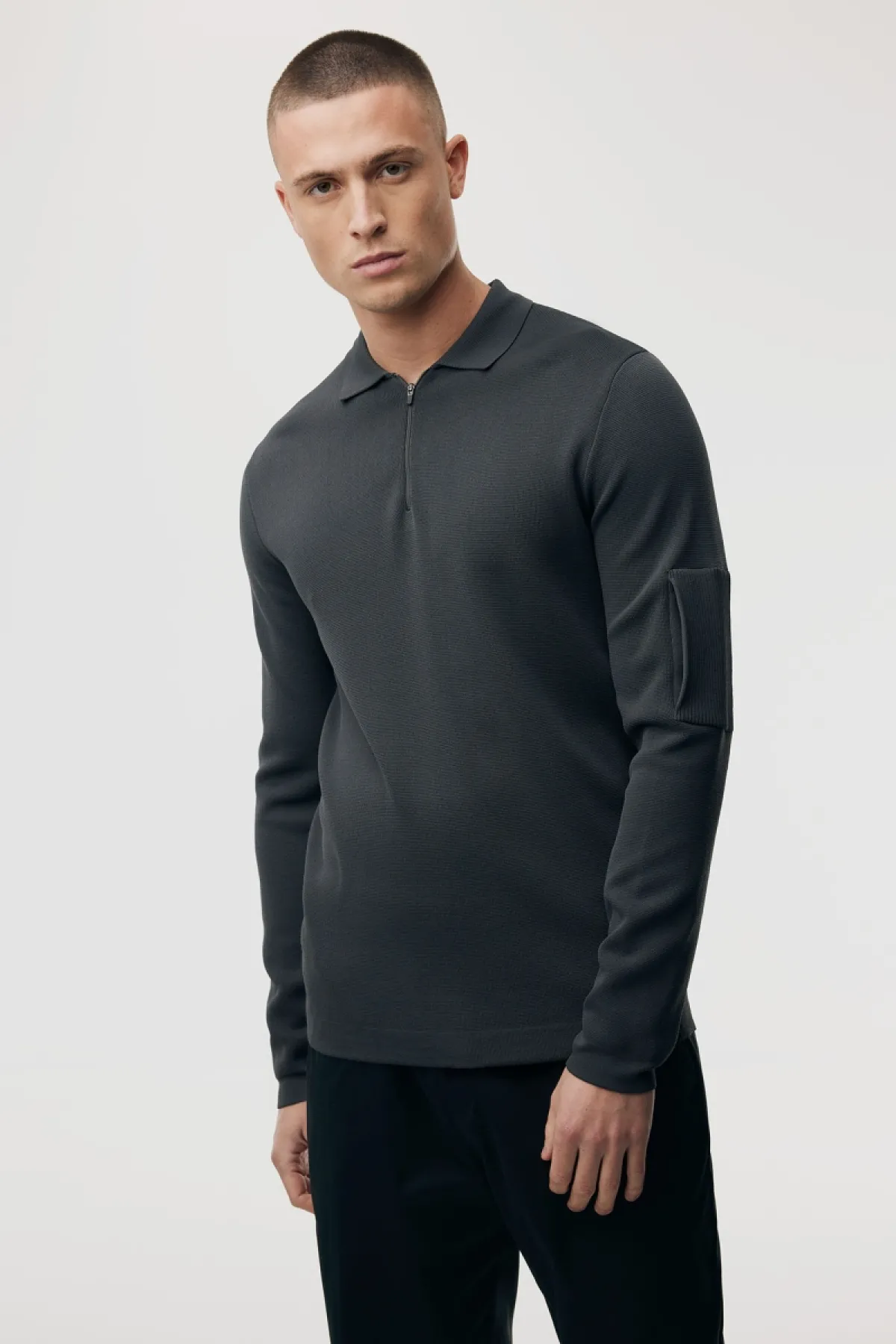 Polo zip | Donkergrijs