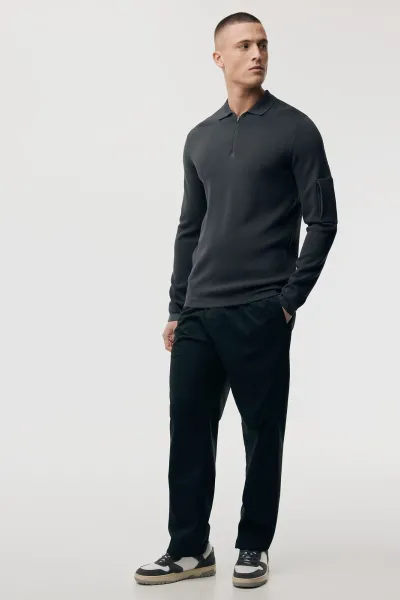 Polo zip | Donkergrijs