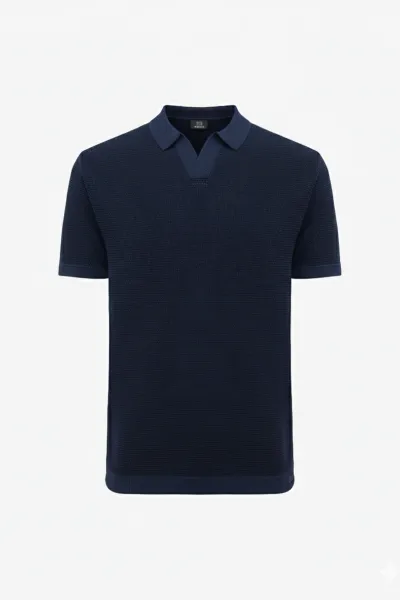 Gebreide Polo | Donkerblauw