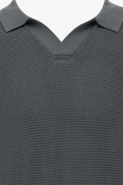 Gebreide Polo | Donkergrijs