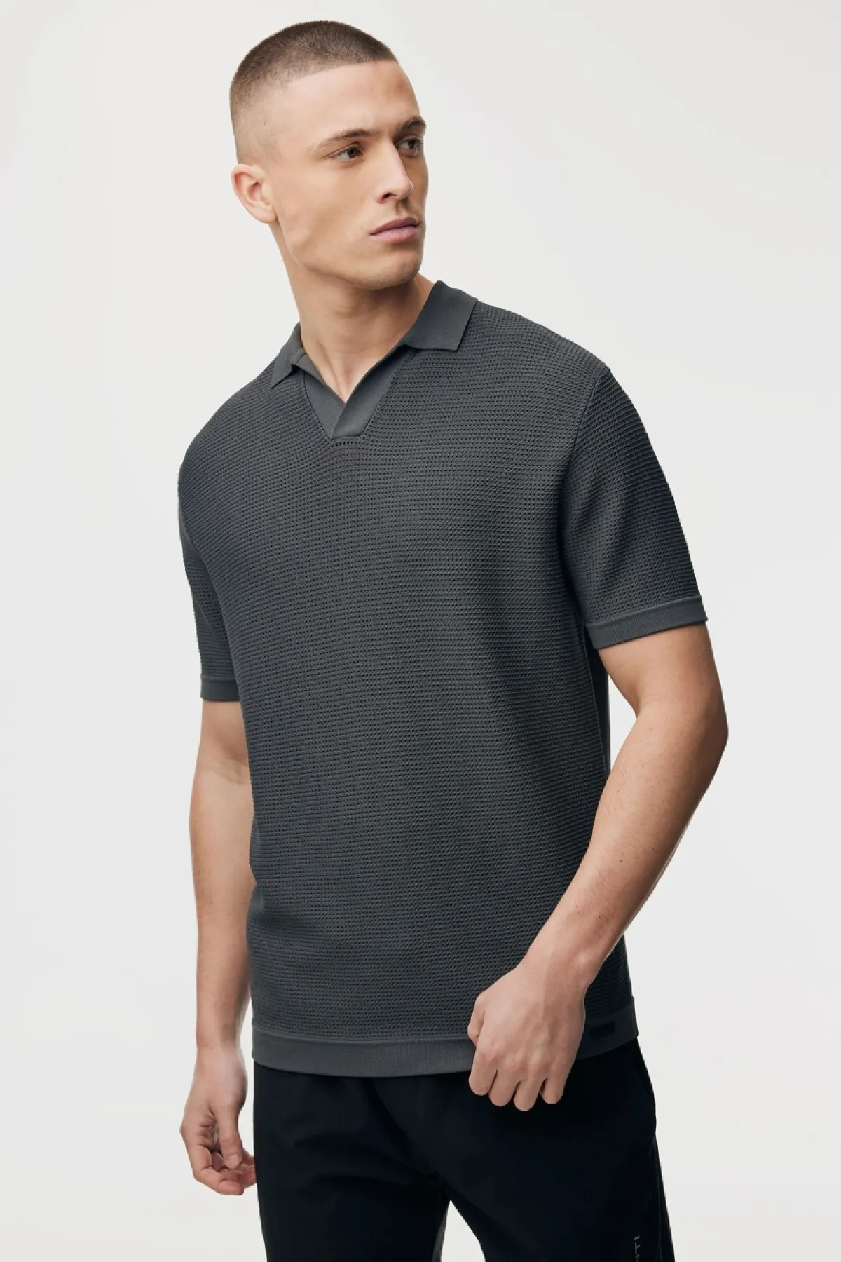 Gebreide Polo | Donkergrijs