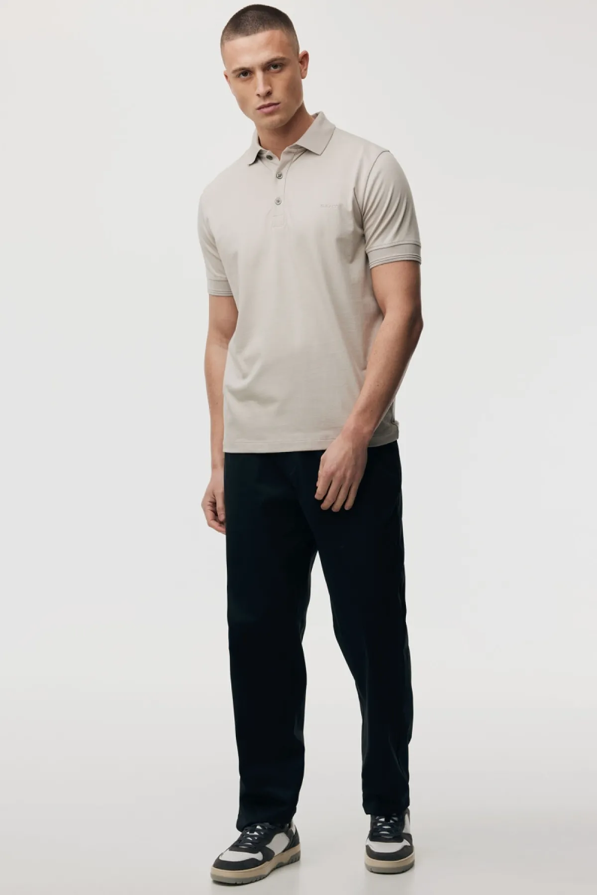 Polo met 3 knopen | Beige