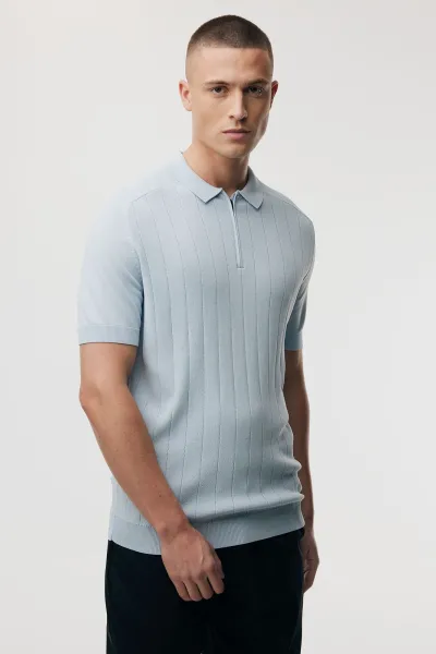Polo zip | Lichtblauw