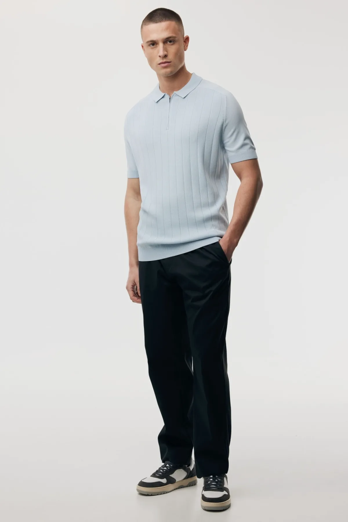 Polo zip | Lichtblauw