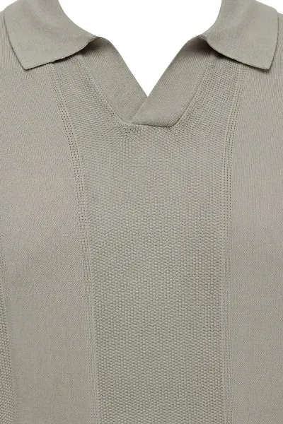 Gebreide Buttonless Polo | Bruin